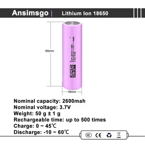 Ansimsgo untuk Paket Baterai Skuter E-bike DIY 12V 24V 36V 48V Menerima OEM/ODM Baterai Lithium 3.7V 2600mah 18650 Isi Ulang - Product Image 2
