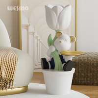 Plateau de rangement moderne et créatif en résine, style tulipe et ours, pour salon, porte-clés amusant et objet décoratif pour la maison