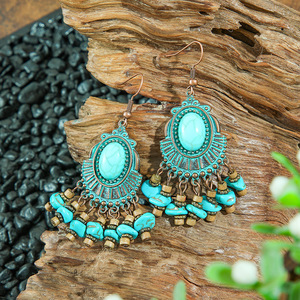 Geometric <b>Drop</b> Earrings Alloy Antique <b>Bronze</b> Plated Bohemia Style Women's Party Jewelry Fashion Dangle Earrings - Product Image 2