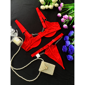 2 pezzi donna Sexy reggiseno trasparente mutandine Bikini Set regolabile OEM all'ingrosso intimo accessori di esportazione - Product Image 5