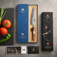 Couteau Santoku XINZUO japonais AUS10, 5,5 pouces, acier Damas, manche en bois de noyer, lame tranchante comme un rasoir, ustensile de cuisine