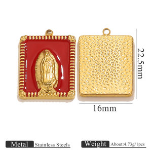 Amuletos de la Virgen María (San Benito y Nuestra Señora de Guadalupe) |   Colgantes de la Virgen María en Acero Inoxidable con Baño de Oro PVD de 18K y Esmalte - Product Image 5