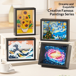 Bloques de Construcción Creativos con Diseño de Girasol y <span class=keywords><strong>Cielo</strong></span> Estrellado, Marco de Fotos, Decoración Educativa, Regalo - Product Image 1