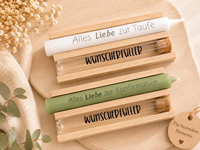 Coffret cadeau de confirmation personnalisé, porte-bougie en bois en forme de tube à essai avec bougie à vœux pour baptême, mariage, fête ou souvenir.