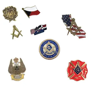 Wholesale Cute Flag Classical Custom Logo Freemason Mason Club Gifts Soft Enamel Metal Lapel Pin Brooch