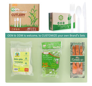 Ensemble de vaisselle <span class=keywords><strong>jetable</strong></span> compostable écologique LVHE, cuillère à yaourt, couverts biodégradables en amidon de maïs pour yaourt glacé - Product Image 4