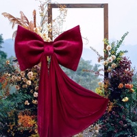 Décoration de Noël surdimensionnée en velours rouge bordeaux avec nœud, taille personnalisée, faite à la main en polyester, fabrication d'usine