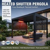 Pérgola de Aluminio para Todo Clima con Ventanas con Persianas y Calefactor de Pared para Terraza, Salón o Gazebo de Viviendas Residenciales