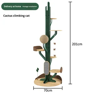 Condominio per Gatti Nordico a Forma di Cactus, 6 Livelli, in Sisal, Grande, Artistico, in Legno Massello, Ecologico, Moderno, Salvaspazio, per Soggiorno, Albero per Gatti 201cm, in Cartone - Product Image 5