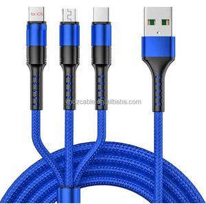 3-in-1 5A Fast Charging <b>USB</b> Type C <b>Cable</b> Aluminum Alloy Braid Shielding for iPhone <b>Micro</b>-<b>USB</b> Ports - Product Image 4
