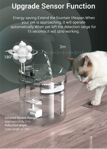 Distributeur d'eau automatique intelligent pour animaux de compagnie, transparent, en PC de qualité alimentaire, 1,8 L, source de charge 110-240 V, utilisation en extérieur pour chiens et chats - Product Image 3