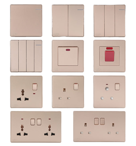 Fiko Anh Tiêu Chuẩn Vàng Thép Không Gỉ Tường Chuyển Đổi Ổ Cắm Với USB-A/C Nhanh Phí 16A Max. Hiện tại 250V Max. Điện Áp - Product Image 1