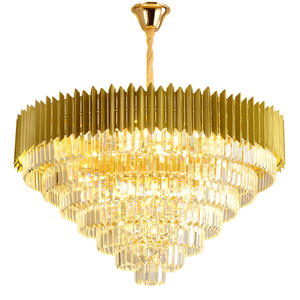 Salon Décor Restaurant Rond Led Or De Luxe K9 Cristal Moderne Suspension Lustres - Product Image 6