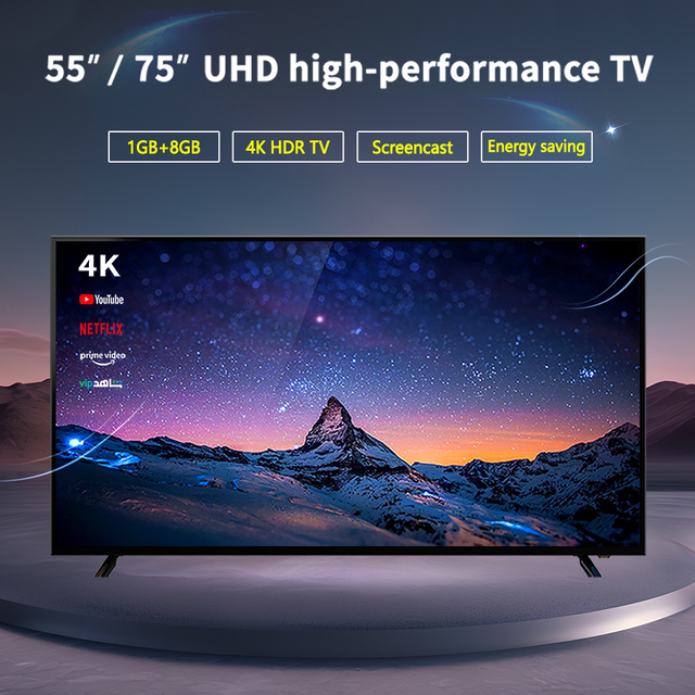 32/43/50/55/65/75/85 Inch Frameless Ultra Thin 4K UHD LED Smart TV WiFi BT Voice Control Screen Cast Mirroring for Home & Office