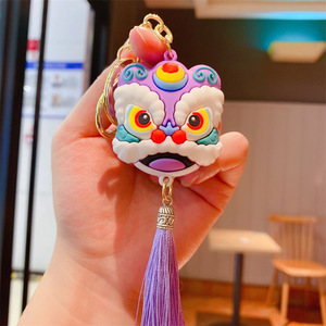 National Tide Wind Lion Dance Porte-clés Nouvelle mascotte en métal de cette année Poupées pendentif en gros Petits cadeaux pour cartables - Product Image 3