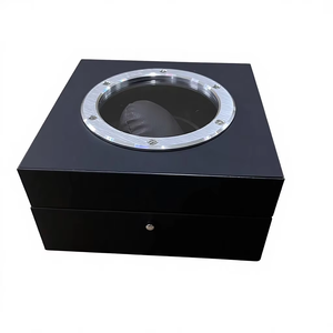 Faqctory Direct Custom Logo <b>Gift</b> Display Flip Watches <b>Boxes</b> Packaging Storage Luxury <b>Black</b> Leather Square Durable Watch Box - Product Image 3