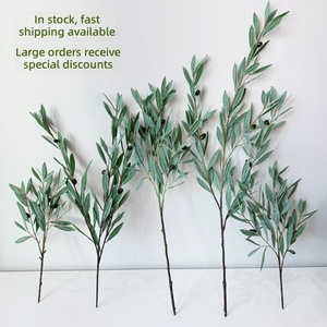 Branches d'olivier artificielles en plastique, tiges <span class=keywords><strong>de</strong></span> verdure haute simulation pour Thanksgiving, mariage, remplissage <span class=keywords><strong>de</strong></span> vase, imitation - Product Image 2