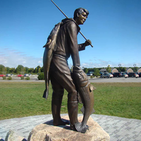 Célèbre statue en bronze personnalisée du Pêcheur et du Chien, technique de moulage