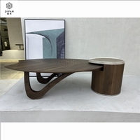 Table d'appoint en cuir haut de gamme pieds en métal ensemble de Tables basses modernes en bois massif