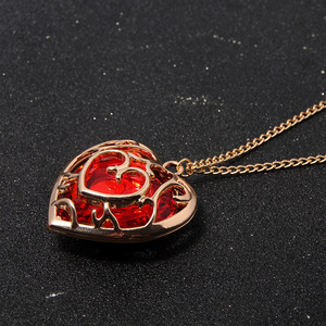 Collier pendentif en alliage plaqué or Haomi CE, lien Skyward Sword, cœur rouge, chaîne à maillons, pierres en zircon, bijoux tendance pour femmes et hommes - Product Image 6