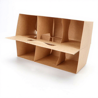 Boîtes d'emballage personnalisées à main pour boissons au thé au lait, papier kraft, 6 pièces pour bière et café, fond de gobelet en papier, boîte à emporter