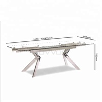 Table à manger en acier inoxydable pivotante étendue en verre peint super blanc avec verre