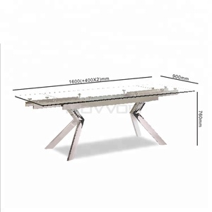 El vidrio pintado súper blanco extendido giratorio se puede girar <span class=keywords><strong>mesa</strong></span> de <span class=keywords><strong>comedor</strong></span> de <span class=keywords><strong>acero</strong></span> inoxidable con vidrio - Product Image 4