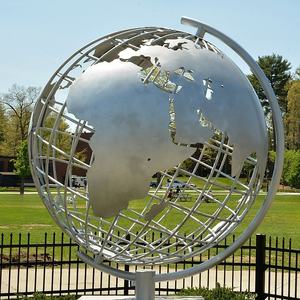 Escultura de Globo Terráqueo de Acero Inoxidable, Estatua de la Tierra en Forma de Esfera Metálica, Decoración de Jardín Grande Personalizada para Exteriores - Product Image 3