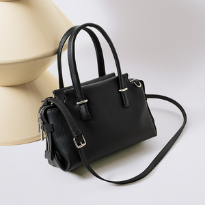 Bolso Tote de Cuero Genuino Negro Personalizado con Logotipo, Bolso de Mano para Mujer, para Oficina y Viajes Diarios, Fabricante OEM en China - Product Image 4