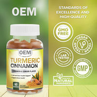 OEM Kurkuma Gember Gummies Vegan Gewrichtspijnverlichting Curcumine Gummies Immuunondersteuning Spijsverteringsgezondheid Antioxidant met Zwarte Peper