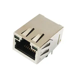 RJ45连接器10/100底座直角接触形状8针模块化插孔，带打火机rj 45