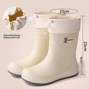 <span class=keywords><strong>Botas</strong></span> de PVC Blancas Impermeables con Cinturón para <span class=keywords><strong>Mujer</strong></span>, Estilo Urbano, Antideslizantes, con Banda Suave para la Lluvia - Product Image 1