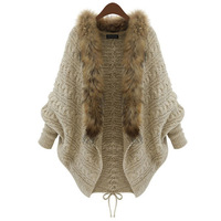 Pull en tricot à manches chauve-souris, style coréen, couleur unie, taille ample, grande taille, mode printemps-automne-hiver 2025, cardigan pour femmes, fourrure
