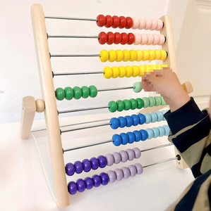 Herramientas de Educación Temprana Montessori, Juguetes Educativos de Madera para Niños, Ábaco Vertical Colorido de 10 Ranuras para Cálculo Matemático, Edades 0-3 - Product Image 3