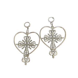 Boucles d'oreilles croix en forme de cœur en acier inoxydable, crochets d'oreilles unisexes, bijoux de mode personnalisés, Style 1, Style 2, Style 3 - Product Image 4