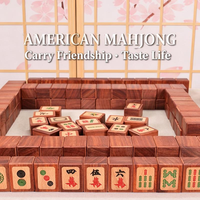 Kit de jeu de Mahjong en bois de hêtre incrusté de bois de santal rouge massif, blocs de Mahjong manuels en bois pour divertissement familial à table