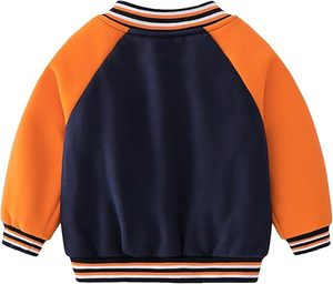 Veste de baseball pour tout-petits garçons, design personnalisé OEM, blouson universitaire unisexe pour enfants avec bordure rayée - Product Image 2