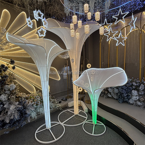 Fleur artificielle géante NIKA, fleurs blanches avec lumière LED pour la décoration de la route de mariage, allée, décoration florale - Product Image 4