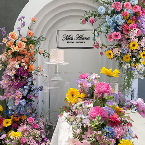 FW yeni tasarım düğün kemer zemin yapay çiçek kemer Metal standı parti sahne dekorasyon için - Product Image 3