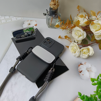 Clip arrière de téléphone portable à lentille noire avec clip télescopique et corde de suspension support d'accessoires PC bricolage
