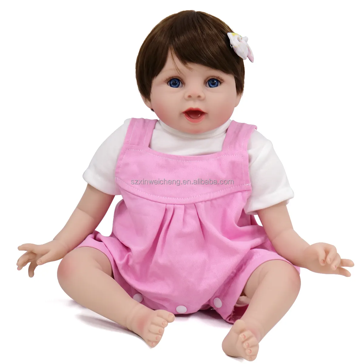 22 Inch Lifelike Premie Baby Short Wig Hair Reborn Doll Crafted Soft Weighted Body Look Real Smiling Realistic Newborn Doll