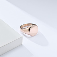 Schlichtes Design Edelstahl Logo Siegelring Rund 15mm Silber / Gold / Roségold / Schwarz Blanko-Ringe Mit Individuellem Laser-Logo