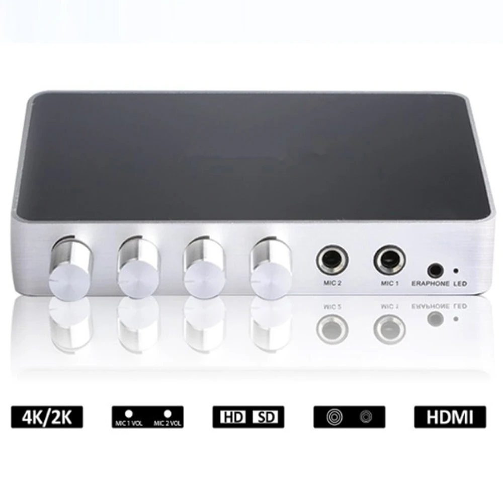 KM200 4K HDMI 3RCA カラオケサウンドミキサー デュアルマイク対応