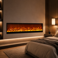 Cheminée électrique à insert LCD personnalisée en usine, avec chauffage intégré, construction métallique LED, pour hôtel et usage domestique, télécommande anglaise, OEM/ODM