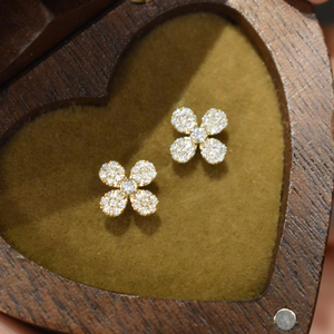 Pendientes de trébol de <span class=keywords><strong>helado</strong></span> de fresa para mujer, oro amarillo sólido auténtico de 18K, conjuntos de joyería de piedras preciosas de diamante completo para mujer <span class=keywords><strong>2022</strong></span> - Product Image 5