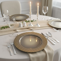 Assiette de présentation de luxe élégante de 13 pouces, motif personnalisé, durable et réutilisable pour mariages, anniversaires, dîners et hôtels