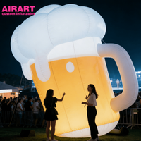 Chope à bière gonflable LED pour l'Oktoberfest, chopes à bière personnalisées pour les festivals de musique
