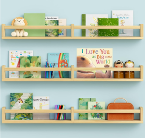 Estanterías Flotantes para <span class=keywords><strong>Libros</strong></span> Infantiles para <span class=keywords><strong>Pared</strong></span> con Barras Colgantes, Adecuadas para Dormitorios de Bebés, Niños Pequeños y Niños, Juego de Tres Piezas - Product Image 1