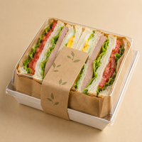 Plateau alimentaire carré en papier OEM personnalisé avec couvercles transparents pour boulangerie, desserts, sandwichs, emballage à emporter, vente en gros