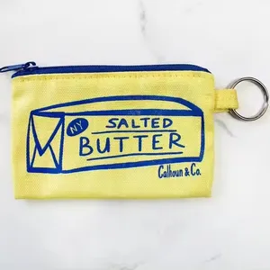 Pochette pour cartes à fermeture éclair sérigraphiée avec logo personnalisé avec porte-clés Pochette pour pièces et monnaie